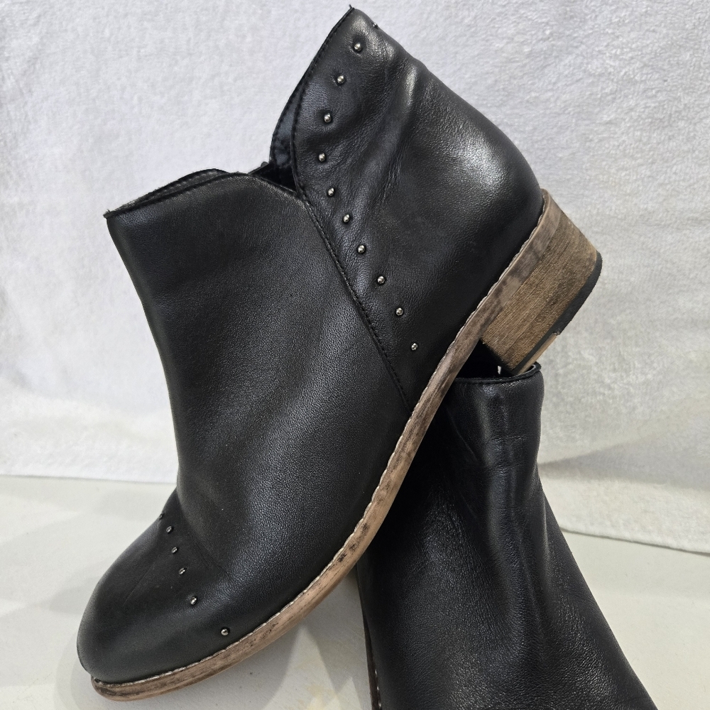 Diba.True Studded Black Leather Ankle Booties